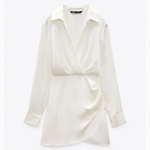 Zara oyster white satin effect XS dress